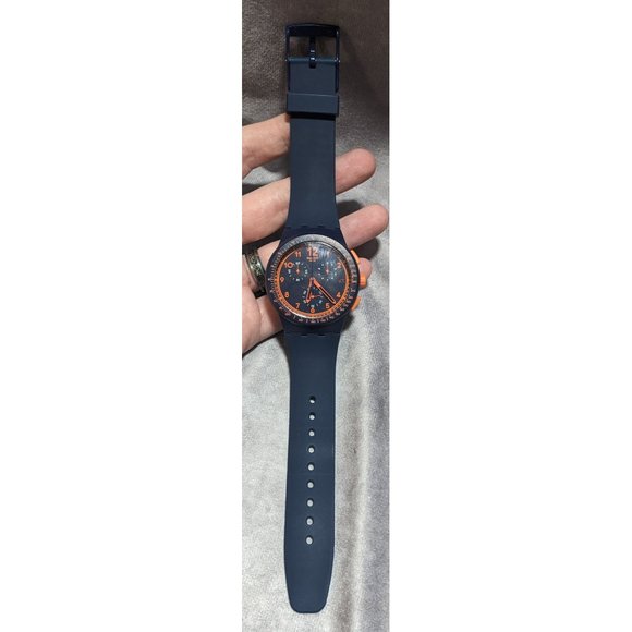 Navy And Orange Swatch Watch - Picture 3 of 5